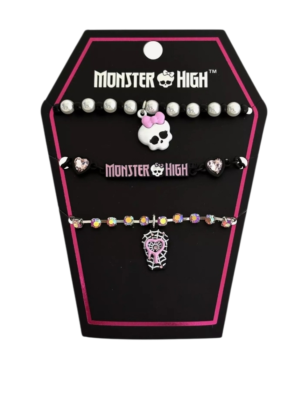🦄♡Monster High Bracelet Set - Black and Pink Charm Bracelets